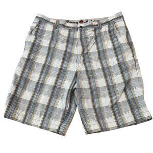 Tommy Bahama  Bermuda Shorts Men's Size 38 Waist Plaid Cotton Blue & White
